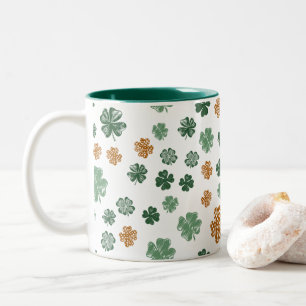 St. Patrick's Day Green Orange Shamrock Creative Two-Tone Coffee Mug