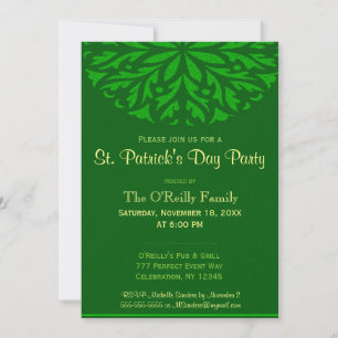 St Patrick's Day Green Ornamental Invitation