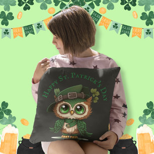 St. Patrick's Day Green Owl Cushion
