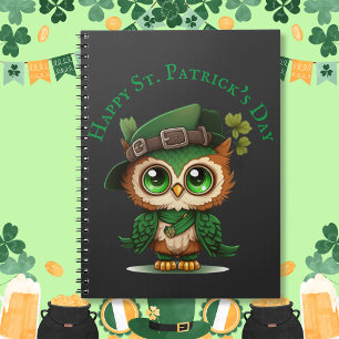 St. Patrick's Day Green Owl Notebook