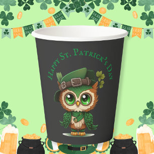 St. Patrick's Day Green Owl Paper Cups