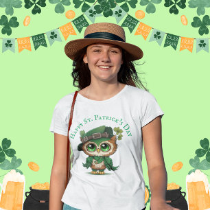 St. Patrick's Day Green Owl personalized girl T-Shirt