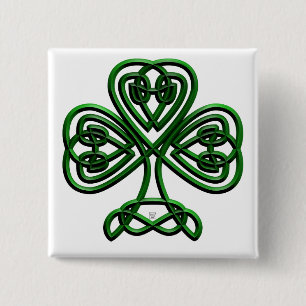 St Patricks Day Green Shamrock 15 Cm Square Badge