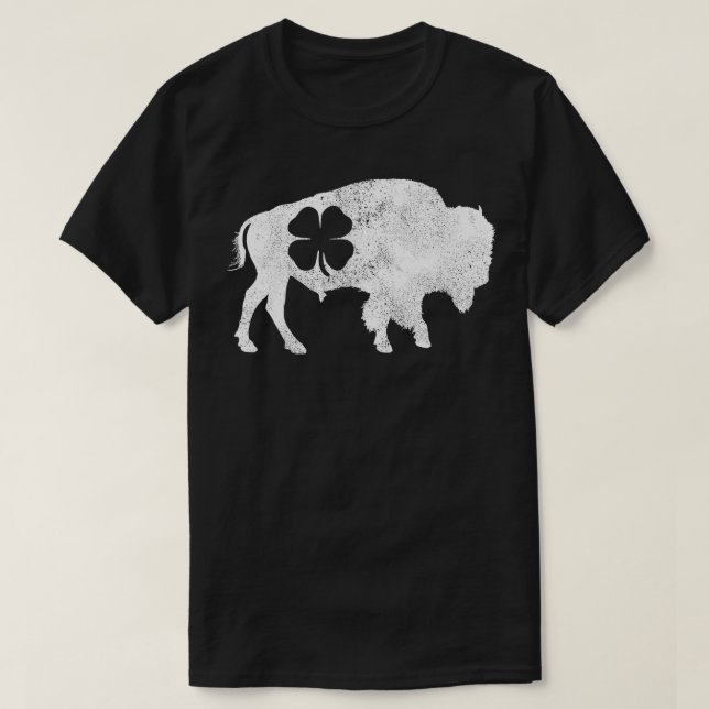 St Patricks Day Green Shamrock Buffalo Bison Irish T-Shirt (Design Front)