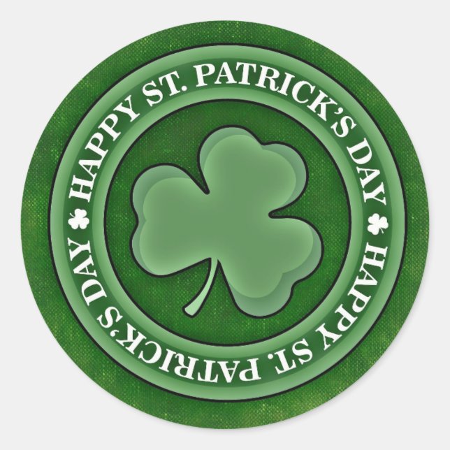 St Patricks Day Green Shamrock Clover Classic Round Sticker (Front)