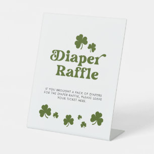 St. Patrick's Day Green Shamrock Diaper Raffle Pedestal Sign