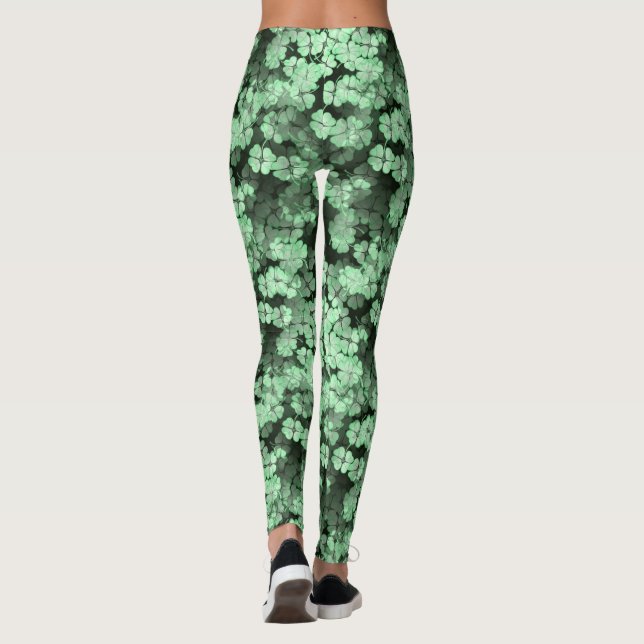 St Patrick's Day Green Shamrock Forest Leggings (Back)