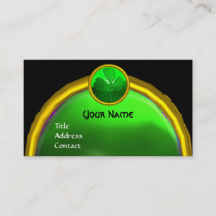 ST PATRICK'S DAY GREEN SHAMROCK GEMSTONE JEWEL BUSINESS CARD