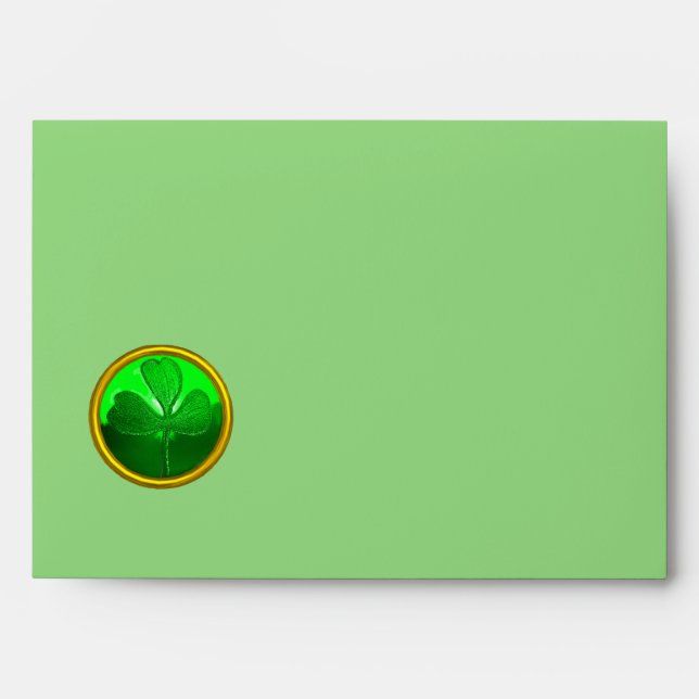 ST PATRICK'S DAY GREEN SHAMROCK GEMSTONE JEWEL ENVELOPES (Front)
