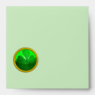ST PATRICK'S DAY GREEN SHAMROCK GEMSTONE JEWEL ENVELOPES