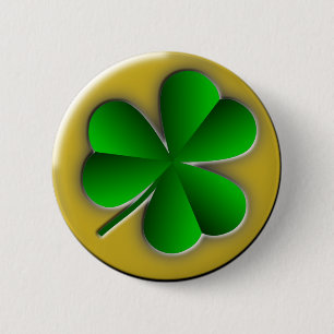St Patrick's Day Green Shamrock Gold Background 6 Cm Round Badge