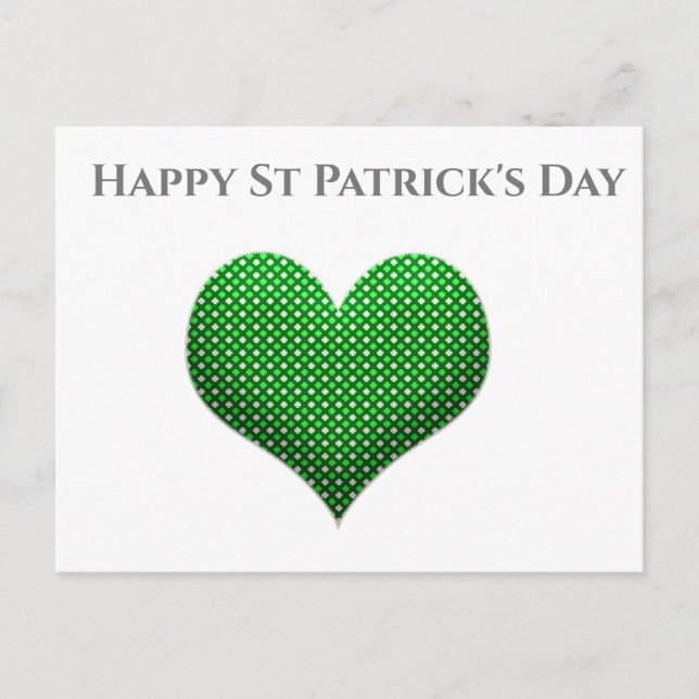 St Patrick's Day  Green Shamrock Heart Postcard (Front)