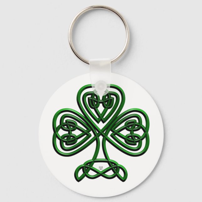 St Patricks Day Green Shamrock Key Ring (Front)