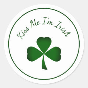 St. Patrick's Day Green Shamrock Kiss Me I'm Irish Classic Round Sticker