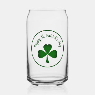 St. Patrick's Day Green Shamrock Lucky Clover Can Glass