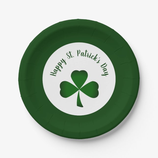 St. Patrick's Day Green Shamrock  Paper Plate (Front)