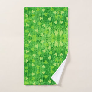 St Patrick's Day Green Shamrock Pattern Hand Towel