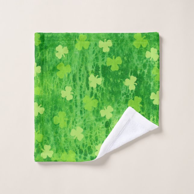 St Patrick's Day Green Shamrock Pattern Wash Cloth (Wash Cloth)