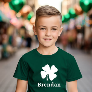 St. Patrick's Day Green Shamrock Personalised Name T-Shirt