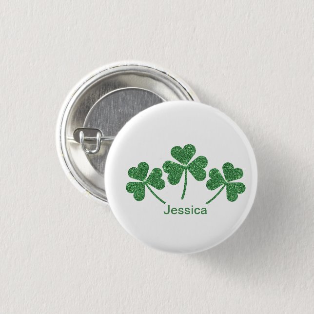 St. Patrick's Day Green Shamrock Vine Irish Party  3 Cm Round Badge (Front & Back)