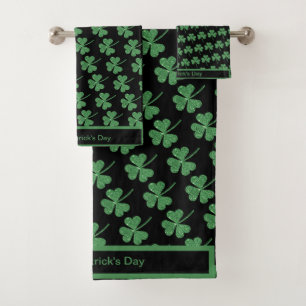 St. Patrick's Day Green Shamrock Vine Irish Party Bath Towel Set
