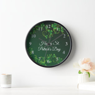 St. Patrick's Day Green Shamrock Vine Irish Party  Clock