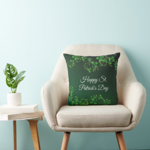 St. Patrick's Day Green Shamrock Vine Irish Party Cushion