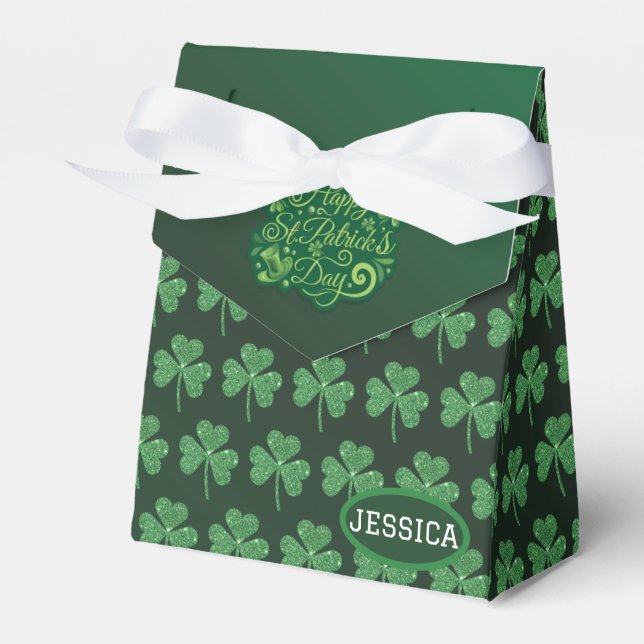 St. Patrick's Day Green Shamrock Vine Irish Party  Favour Box (Front Side)