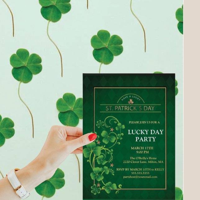 St. Patrick's Day Green Shamrock Vine Irish Party  Foil Holiday Card (Creator Uploaded)