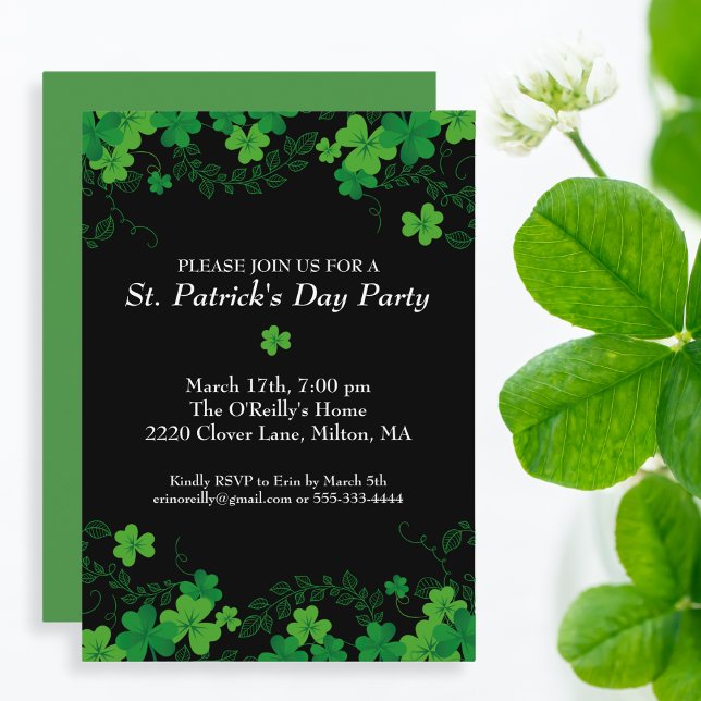 St. Patrick's Day Green Shamrock Vine Irish Party Invitation (Creator Uploaded)