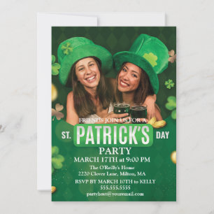 St. Patrick's Day Green Shamrock Vine Irish Party  Invitation