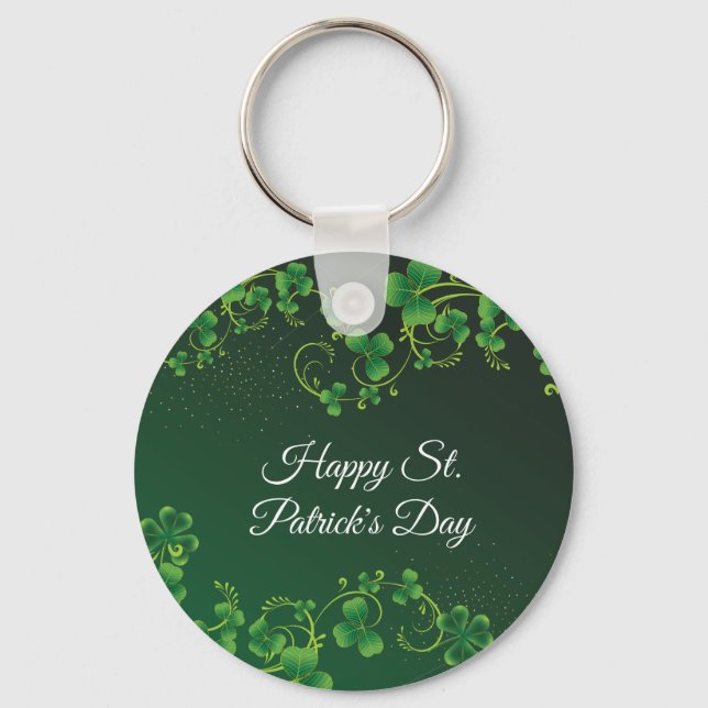 St. Patrick's Day Green Shamrock Vine Irish Party  Key Ring (Front)