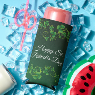 St. Patrick's Day Green Shamrock Vine Irish Party Seltzer Can Cooler