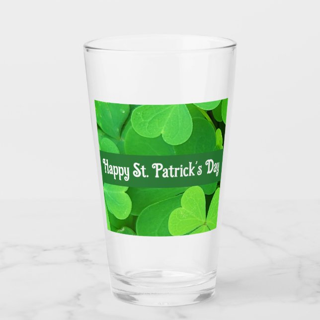 St. Patrick's Day Green Shamrocks and Clovers      Glass (Front)