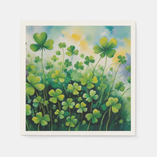 St. Patricks Day Green Shamrocks And Tie Dye Sky Napkin