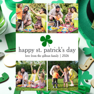 St. patrick's day Green Shamrocks family Photo  Holiday Card