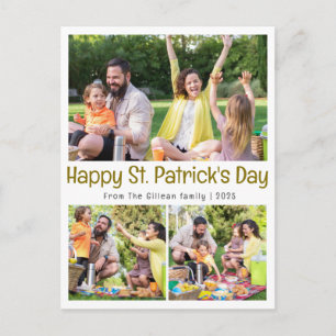 St. patrick's day Green Shamrocks family Photo  Holiday Postcard