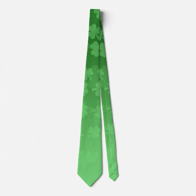 St. Patrick's Day green shamrocks ombre pattern Tie (Front)