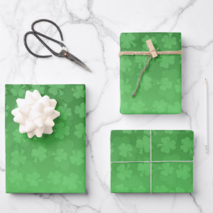 St. Patrick's Day green shamrocks ombre pattern Wrapping Paper Sheet