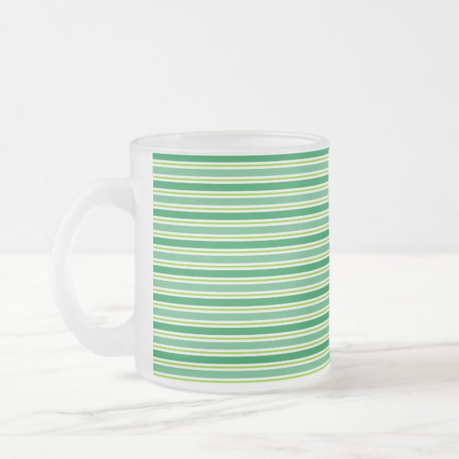 St. Patrick's Day Green Stripes Pattern-54608 Frosted Glass Coffee Mug (Left)