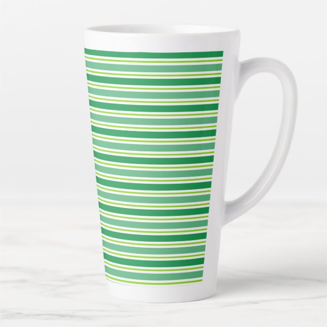 St. Patrick's Day Green Stripes Pattern-54608 Latte Mug (Right)