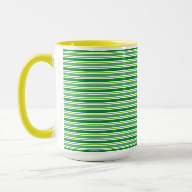 St. Patrick's Day Green Stripes Pattern Mug (Left)