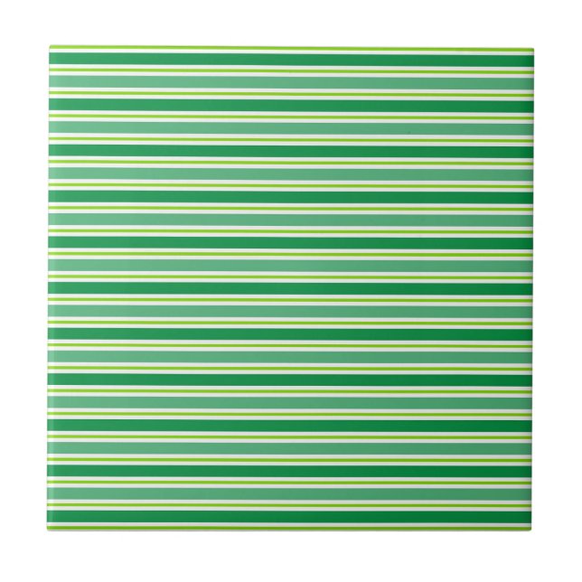 St. Patrick's Day Green Stripes Pattern Tile (Front)