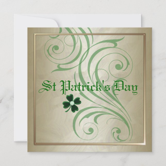 St Patrick's Day Green Swirl Party Invitations (Front)