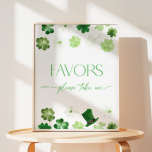 St. Patricks Day Green Take a Favor Pedestal Sign