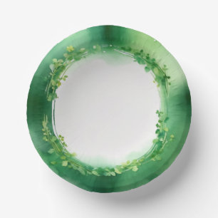 St. Patrick's Day green watercolor wreath Paper Plate