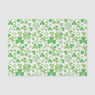 St Patricks Day Green Watercolour Shamrock Pattern Tissue Paper