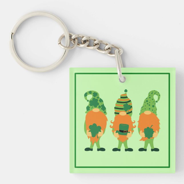 St. Patrick's Day Grnomes Key Ring (Front)