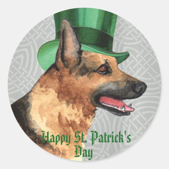 St. Patrick's Day GSD Classic Round Sticker (Front)