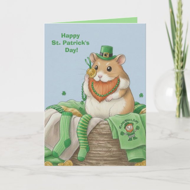 St. Patrick's Day Hamster Greeting Card (Front)